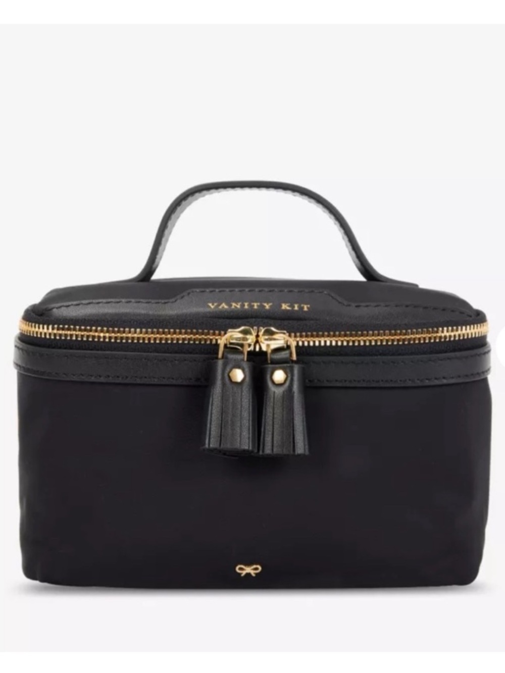 Anya Hindmarch Black & Gold Vanity Kit Cosmetic Case